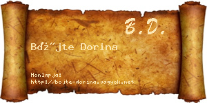Böjte Dorina névjegykártya